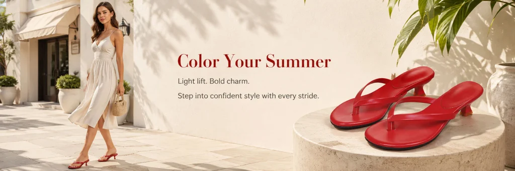 SHEIN Women's Shoes Store Poster Design Analysis-Eighth: Use red sandals to create the main summer style vision