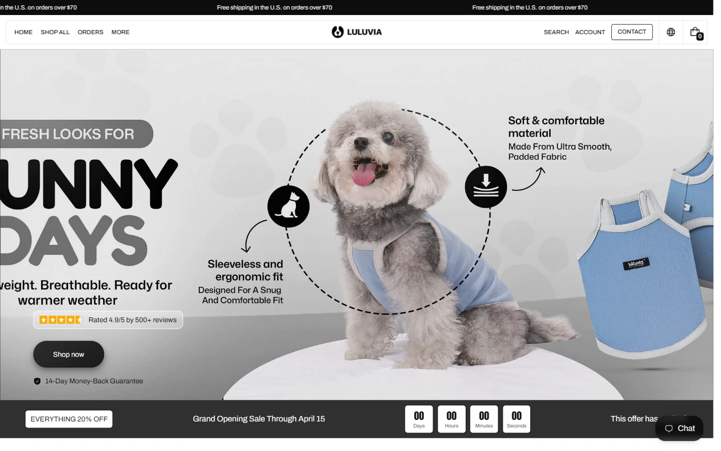 Luluvia Home Page: Pet Outfits and Size Shopping