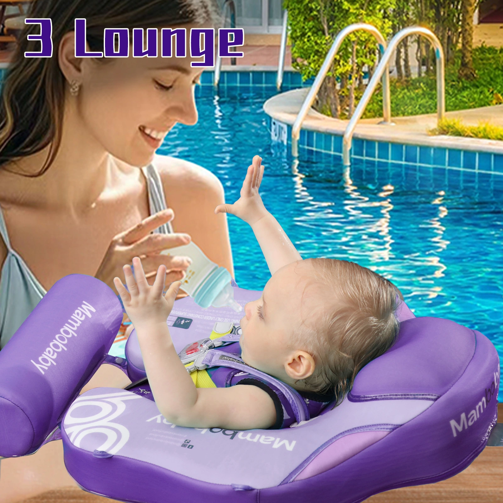 Baby swimming float product picture: Purple parent-child close-up: shorten the reading distance of the screen