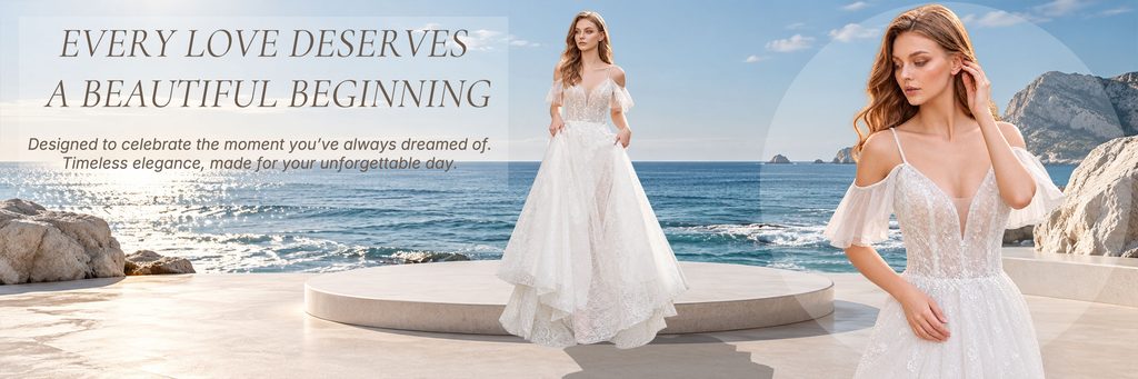 SHEIN wedding dress store poster visual design case - establishing awareness of wedding dress details through long shots and close-ups