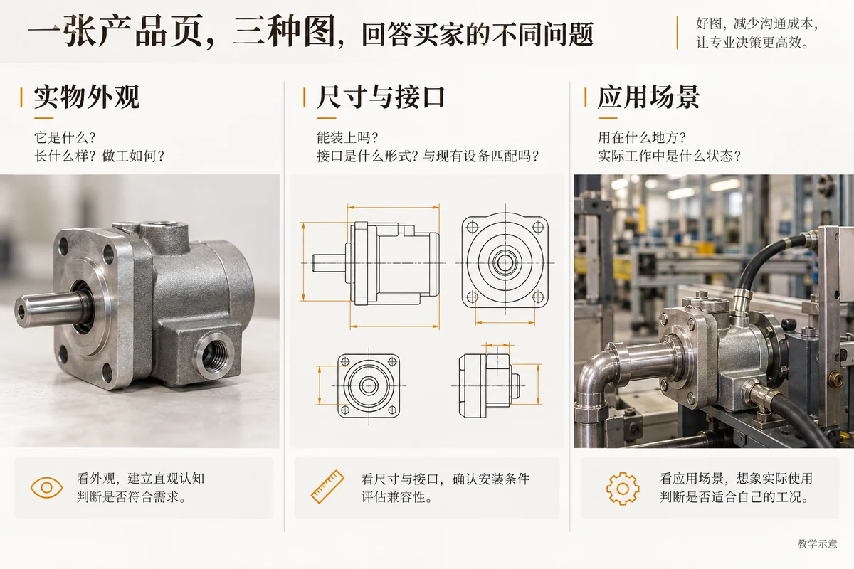 Comparison of product physical pictures, dimensional drawings and application scenario diagrams