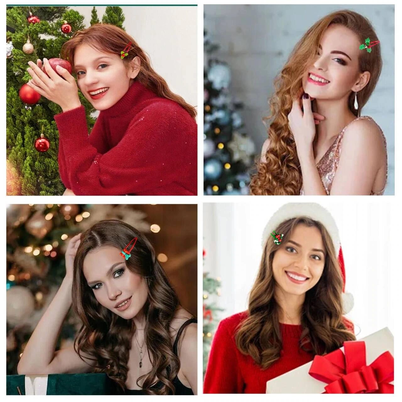 Product image of Christmas hair clip set: different styles: continuing the four-frame visual language