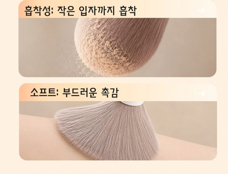 MOLLM ten makeup brushes: partial comparison: two horizontal pictures each with a title band