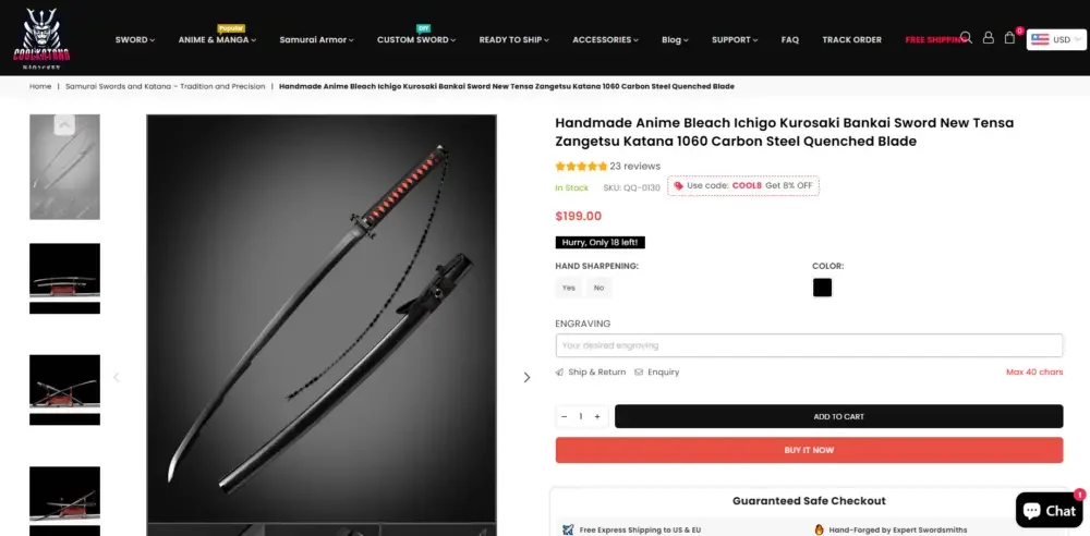 Shopify sword brand website website design and brand trust system construction-product page structure and information clarity