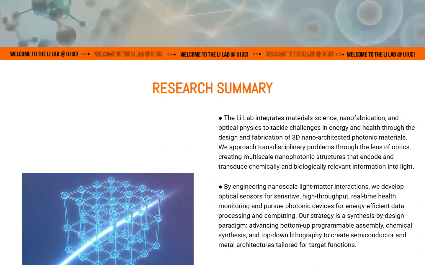 Li Lab Research Direction: Set the reading level for the research direction