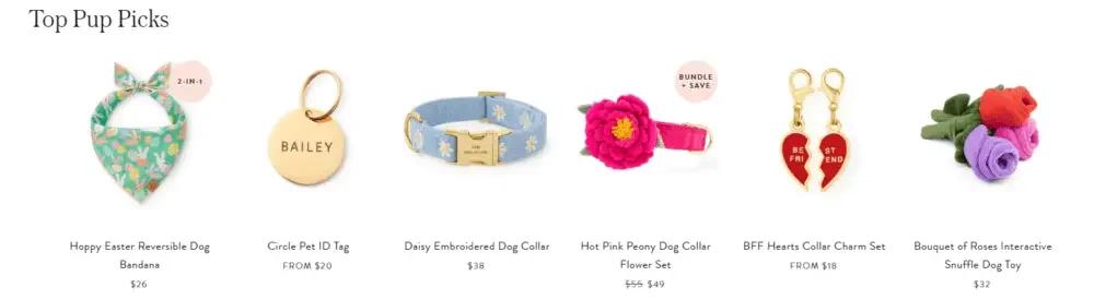 Shopify pet products brand website design case - promoting browsing and purchasing through product display design - matching product recommendations