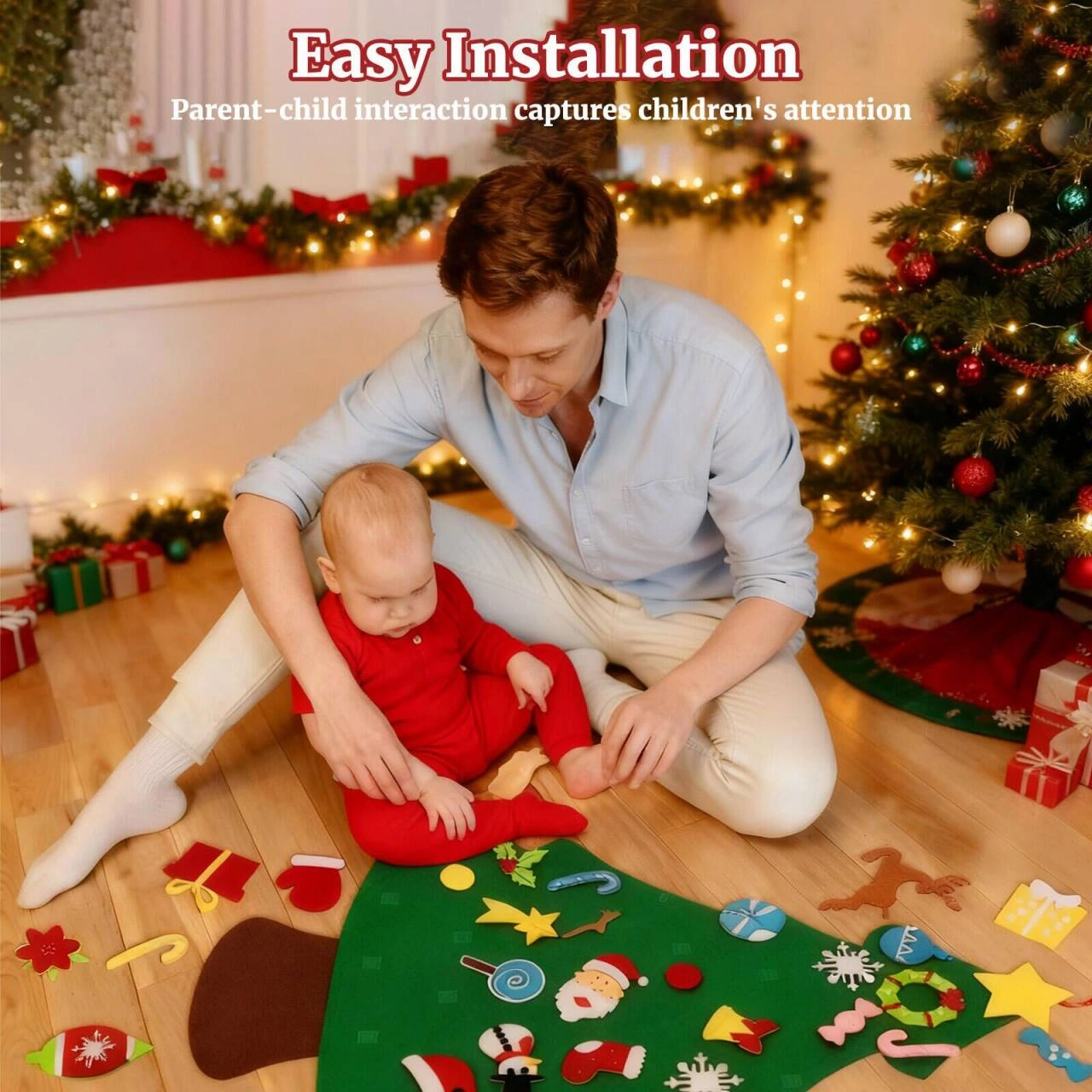 DIY felt Christmas tree product picture: Parent-child interaction: Putting the product back into the family space