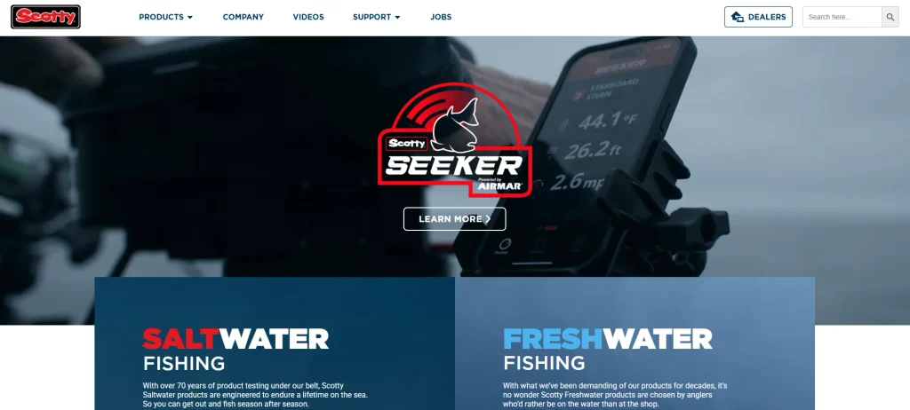 WordPress outdoor fishing gear brand website overall website design-first screen area