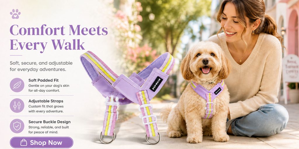 Shopee Pet Products Store Poster Design-Pet Harness: Use soft colors to enhance comfort and safety