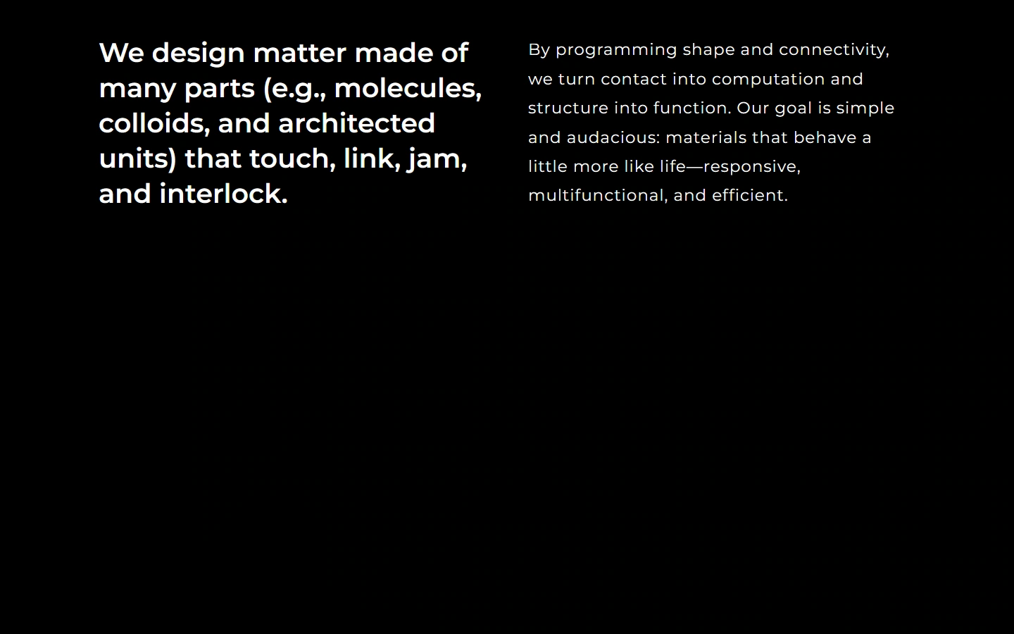 Intelligent Matter Lab homepage content: organize different topics separately