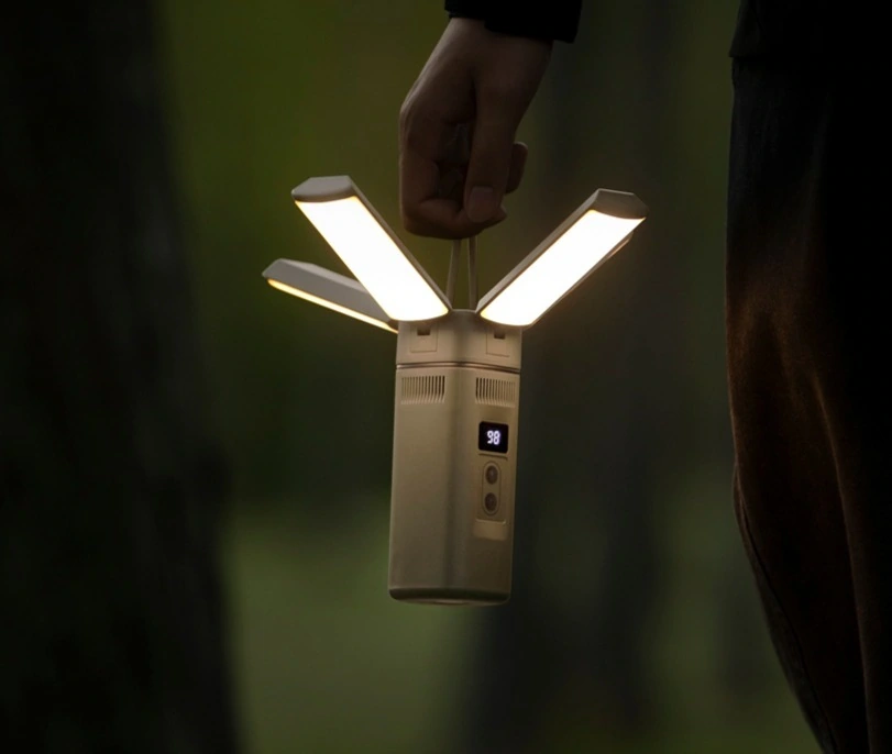 LUMAX folding camping light: portable scene: giving an intuitive scale reference