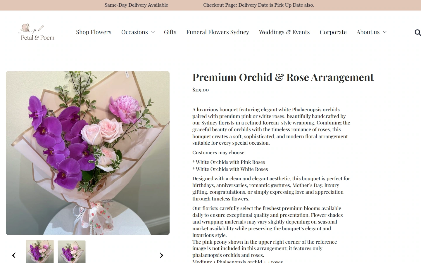 Petal & Poem Product Listings: Keep images adjacent to product information