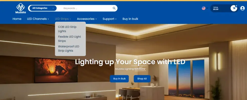 Shopify LED lighting brand website website design and conversion optimization case-category navigation: simplifying complex product selection
