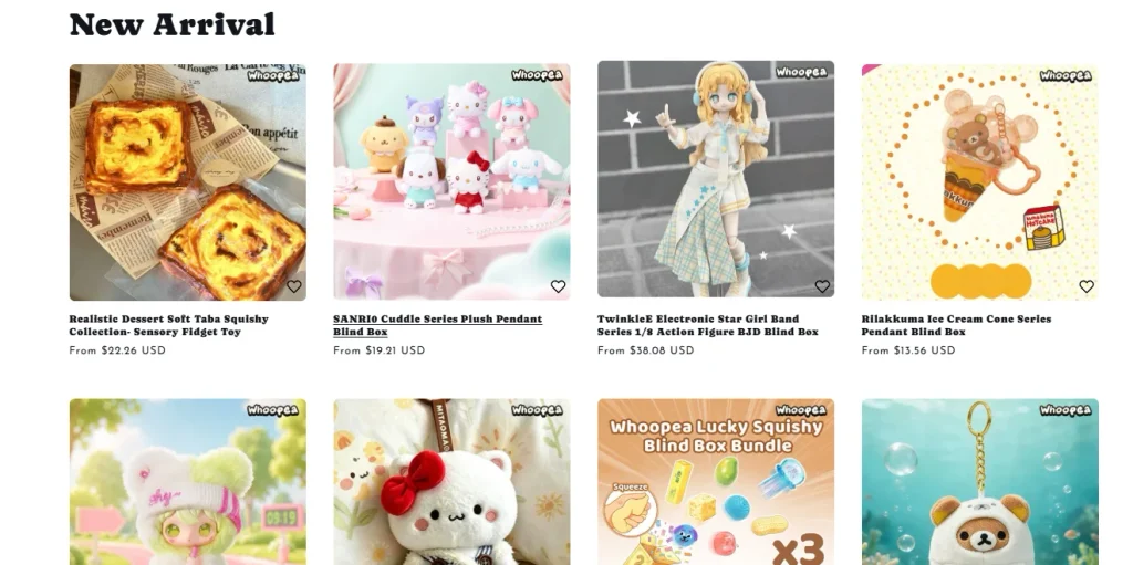 Shopify trendy doll brand website website design case-product discovery and browsing layout