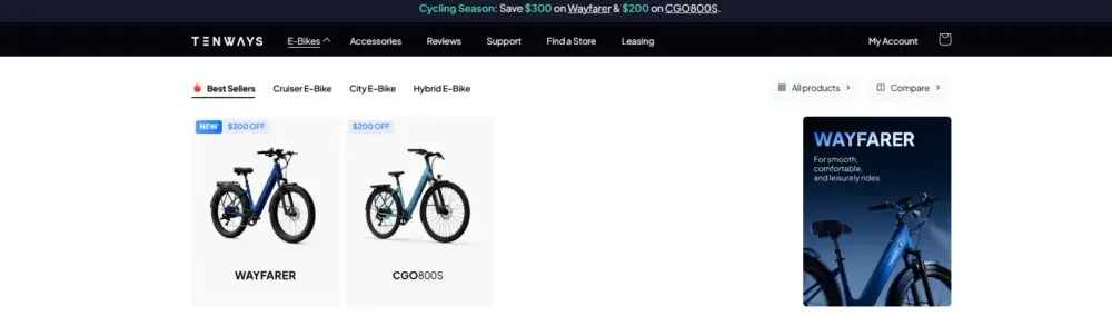 WordPress electric bicycle brand website website design project-Homepage design: Create a first impression that can promote conversion-Product highlights: Reduce the difficulty of selection through clear classification