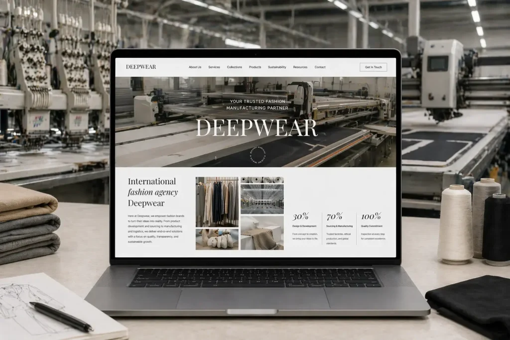 Shopify clothing manufacturing industry B2B website design case