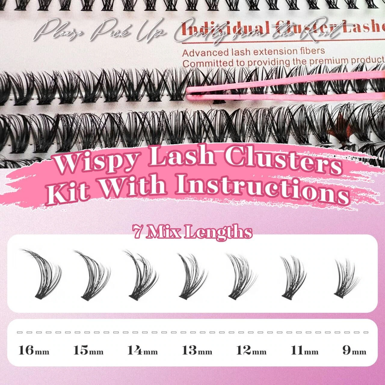 Clustered false eyelash set product picture: Length arrangement: allows specifications to be searched column by column