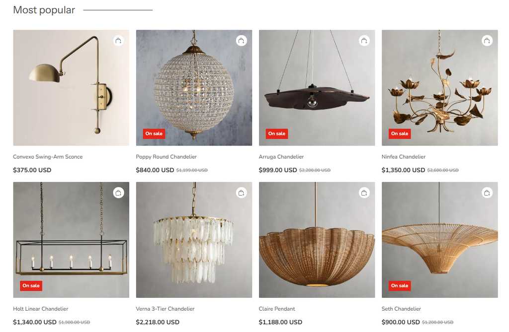Yarelighting lighting brand website visual design and brand experience analysis-product list design: taking into account product display efficiency and visual quality