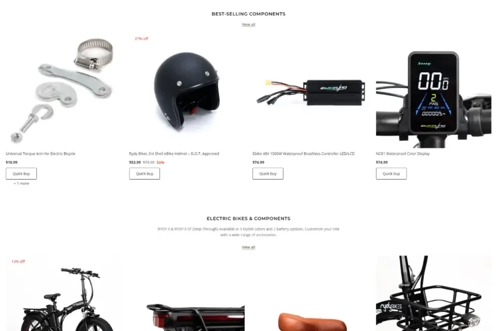 Shopify electric bicycle brand website design case - design for complex product collections