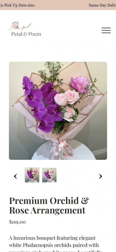 Petal & Poem mobile phone product details: reallocate space according to narrow screen
