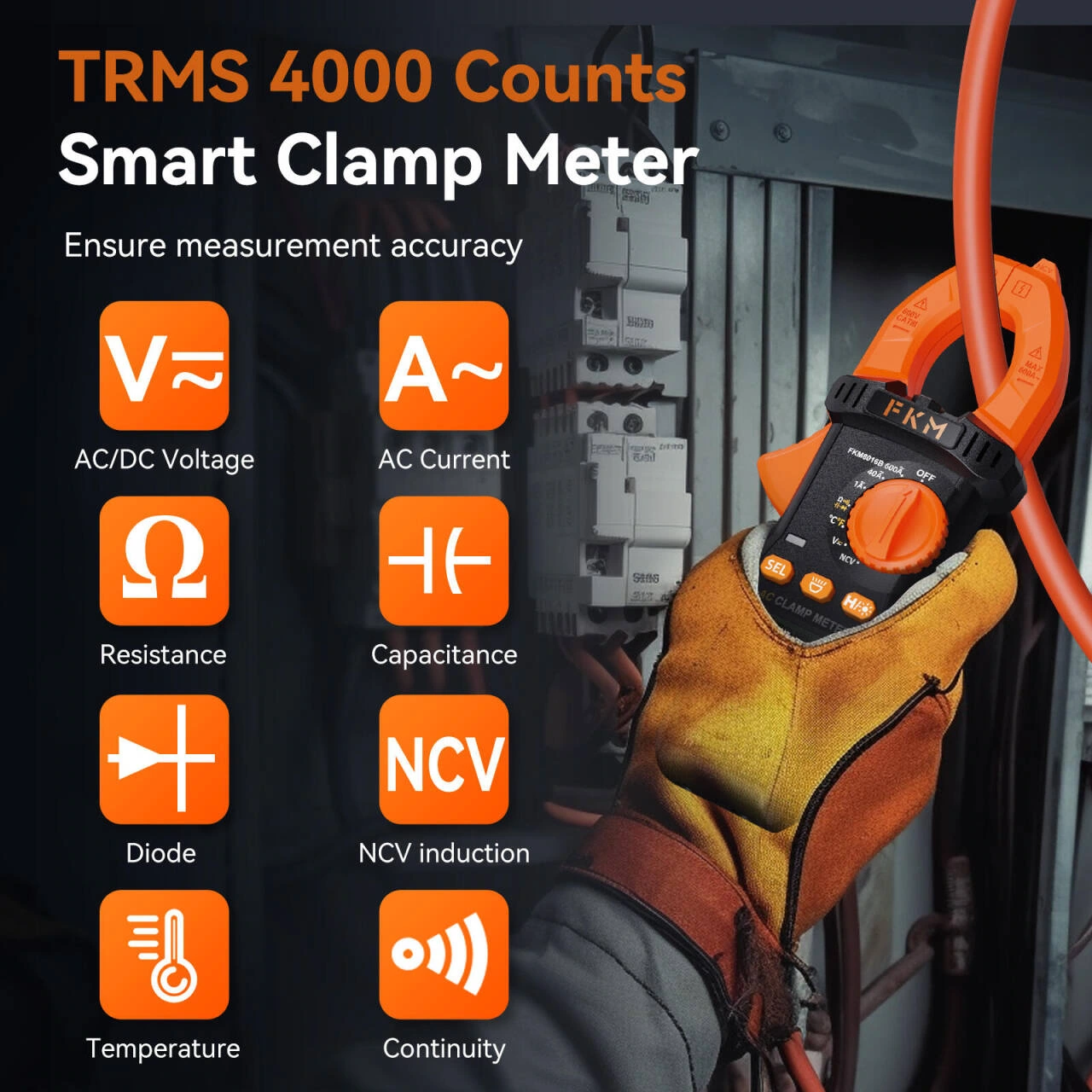 Clamp measuring instrument product picture: Inspection theme: Person photo connection icon matrix