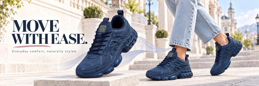 SHEIN Shoes Store Poster Design-Blue Casual Sports Shoes Poster: Highlighting Relaxation and Daily Wear