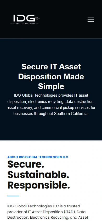 IDG Global Technologies mobile homepage: reallocate space according to narrow screen