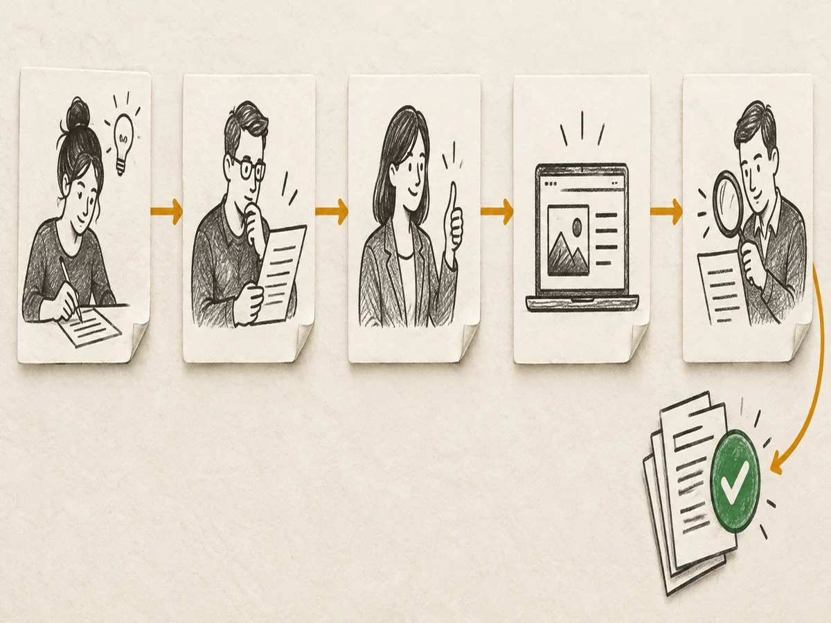 The process of review by case writers, project leaders and customer contacts and review after release