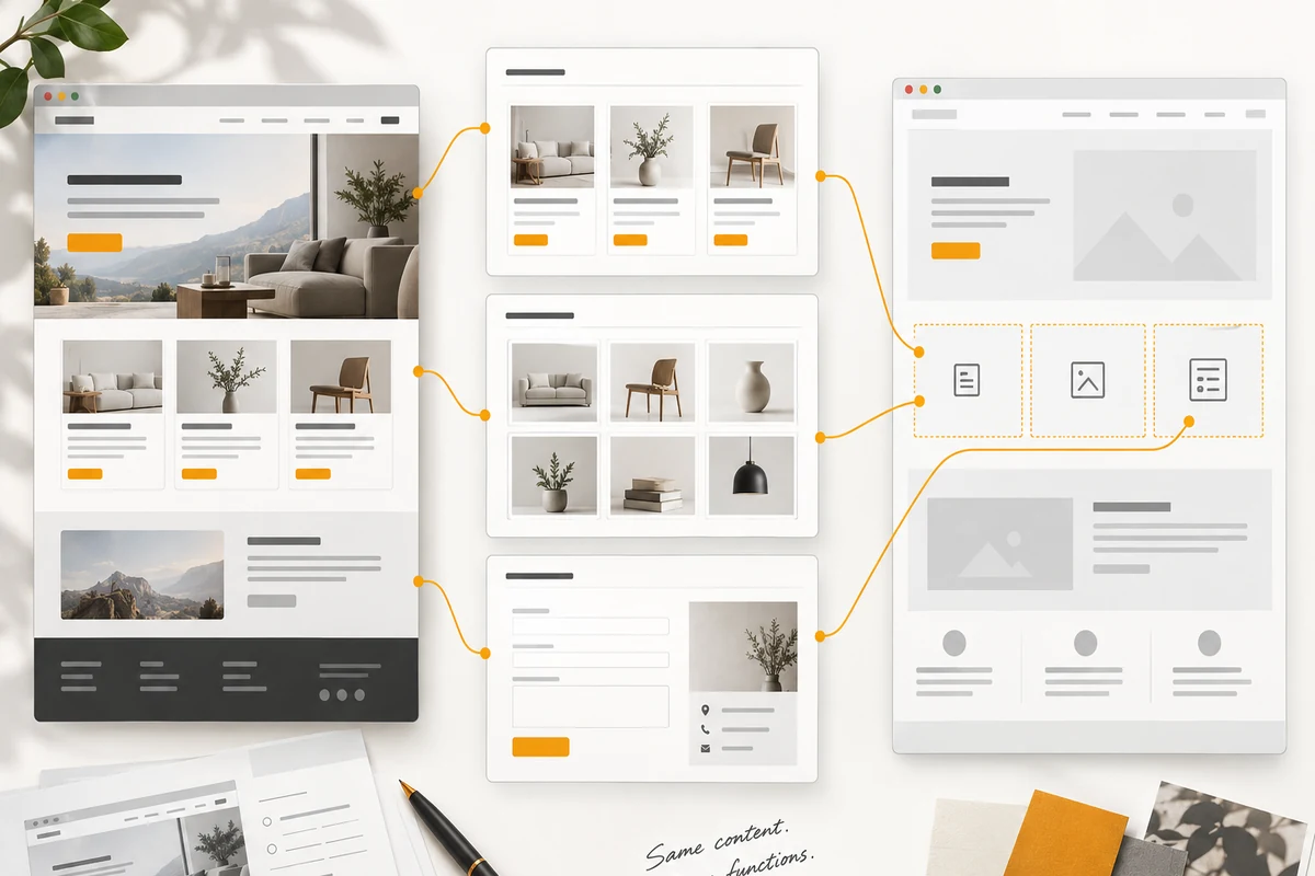 Revision instructions for retainable assets such as old website content, images, and contact forms