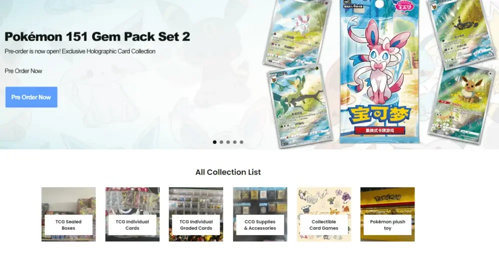Shopify Pokémon Card Collection Mall Website Design Case - Build a Clear Product Category Display