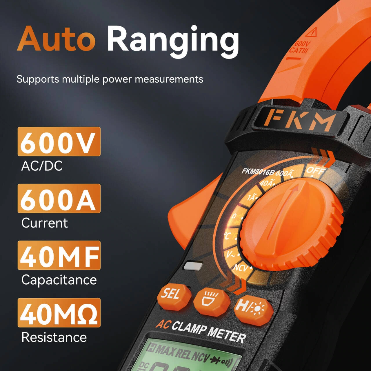 Clamp measuring instrument product picture: Measuring range theme: Large numbers and product arrangement