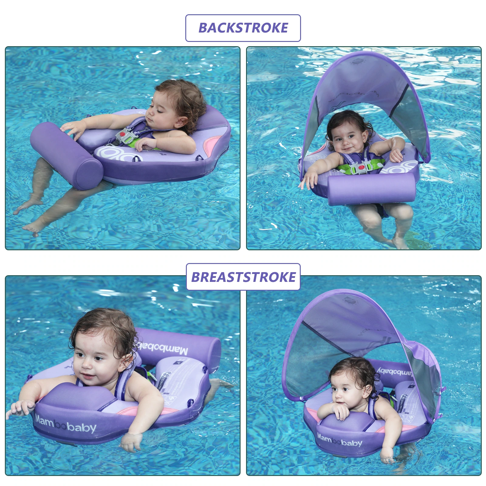 Baby swimming float product picture: Purple posture combination: upper and lower rows of organization status