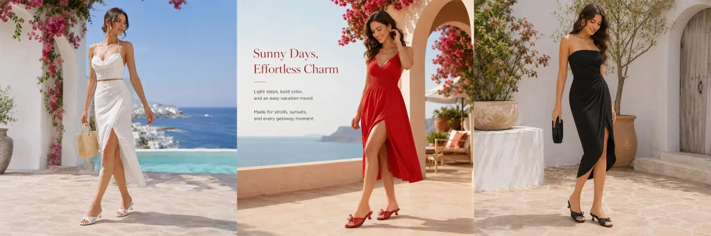 SHEIN women's shoe store poster design analysis-sixth picture: adding red to form a stronger visual memory point