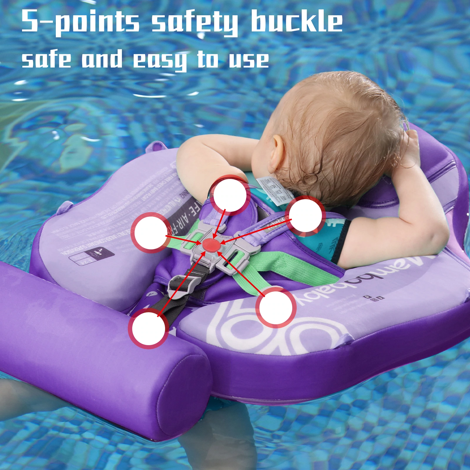 Baby swimming float product picture: Buckle position: let the mark fit the real structure