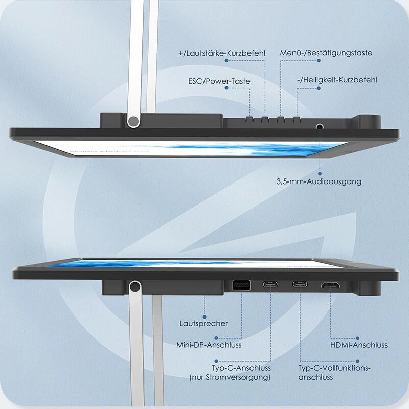 Portable display product image: Interface description: Draw annotations from the side outline