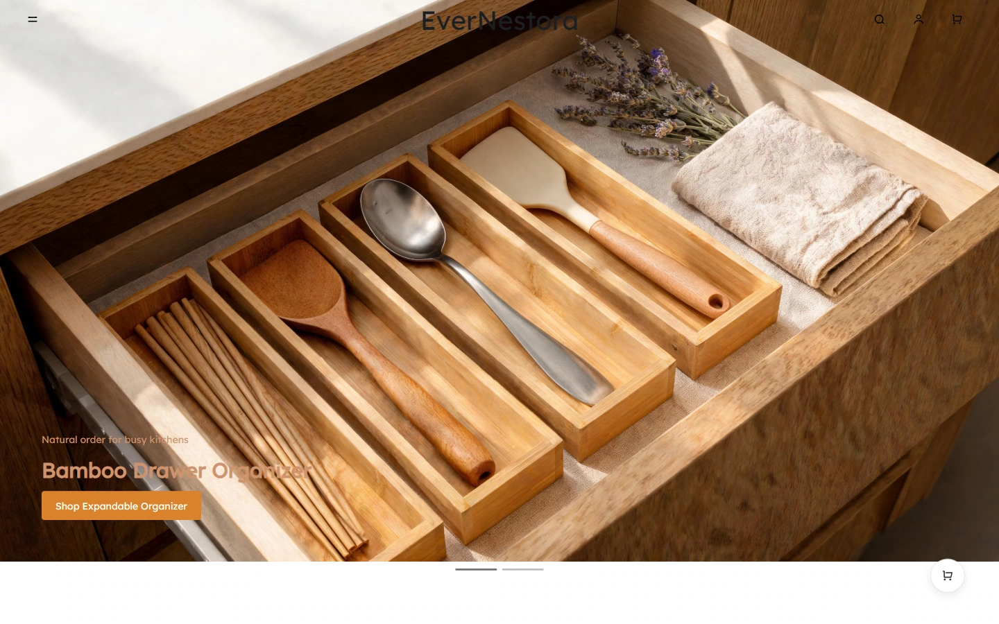 Home page above the fold: first establish the brand tone of kitchen storage
