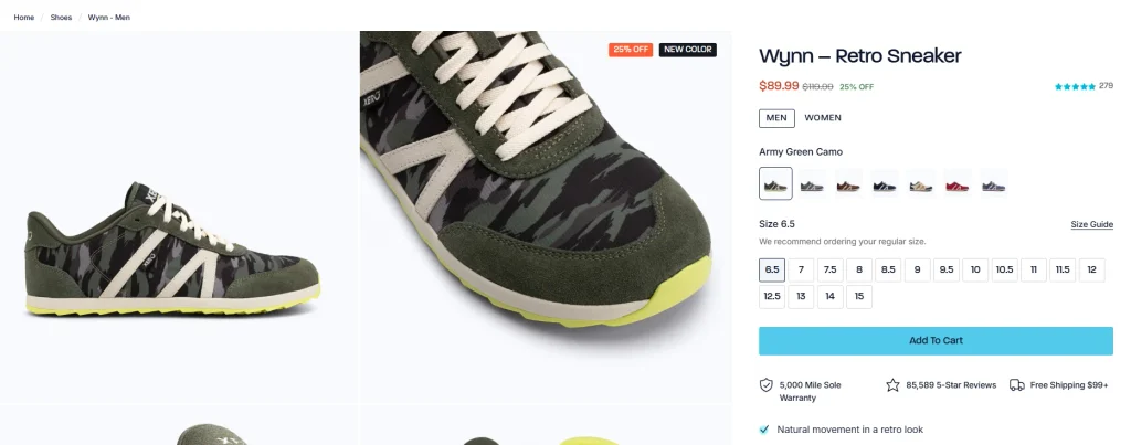 Shopify barefoot shoe brand website design case - product detail page: transforming real touch into digital experience