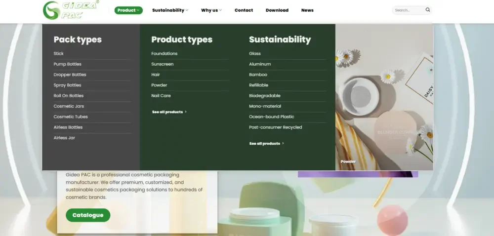 WordPress Cosmetics Packaging Brand Official Website Design Case-Homepage Design and Layout Strategy-Product Display: Clear Classification and Visual Presentation