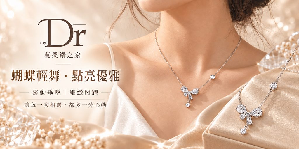 Shopee Jewelry Store Poster Design Analysis-Butterfly Necklace First Screen: Use the Wearing Scene to Establish the First Impression