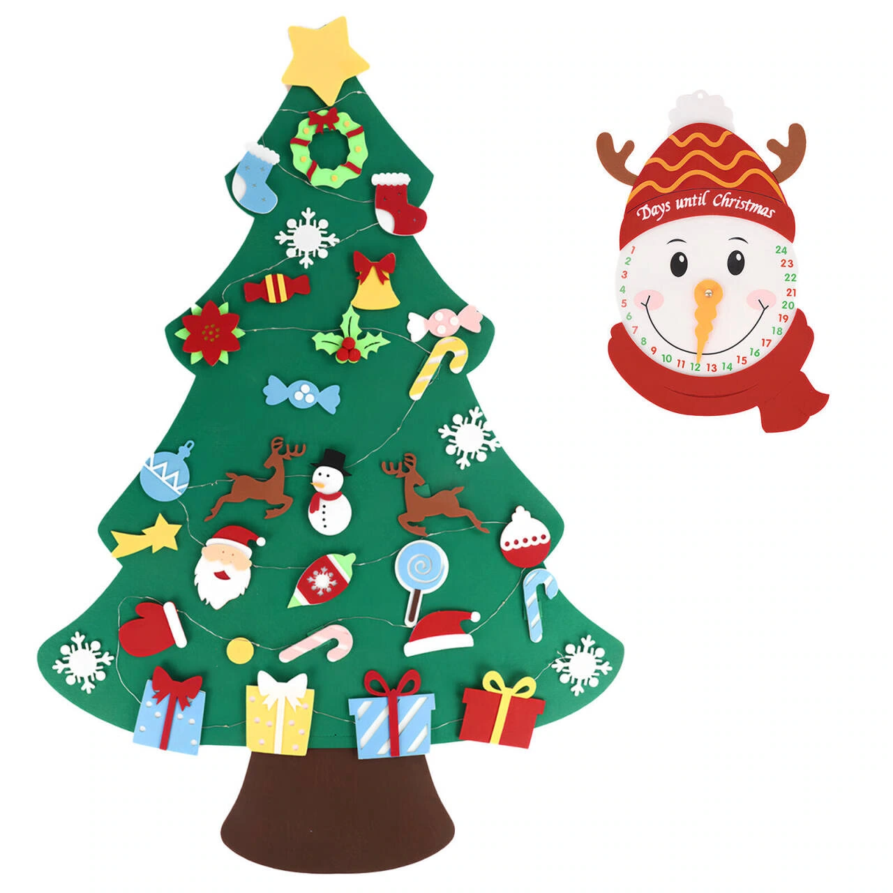 DIY Felt Christmas Tree Product Picture: Product Overview: Complete Display of Tree and Decoration Combinations