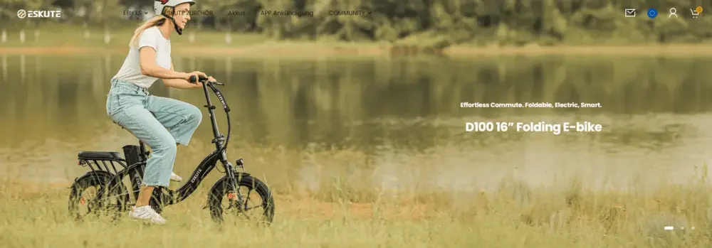 Shopify Electric-Assisted Bicycle Brand Website Design Case - Home Page Design: Build the First Impression - First Screen Area: Quickly Establish Visual Impact