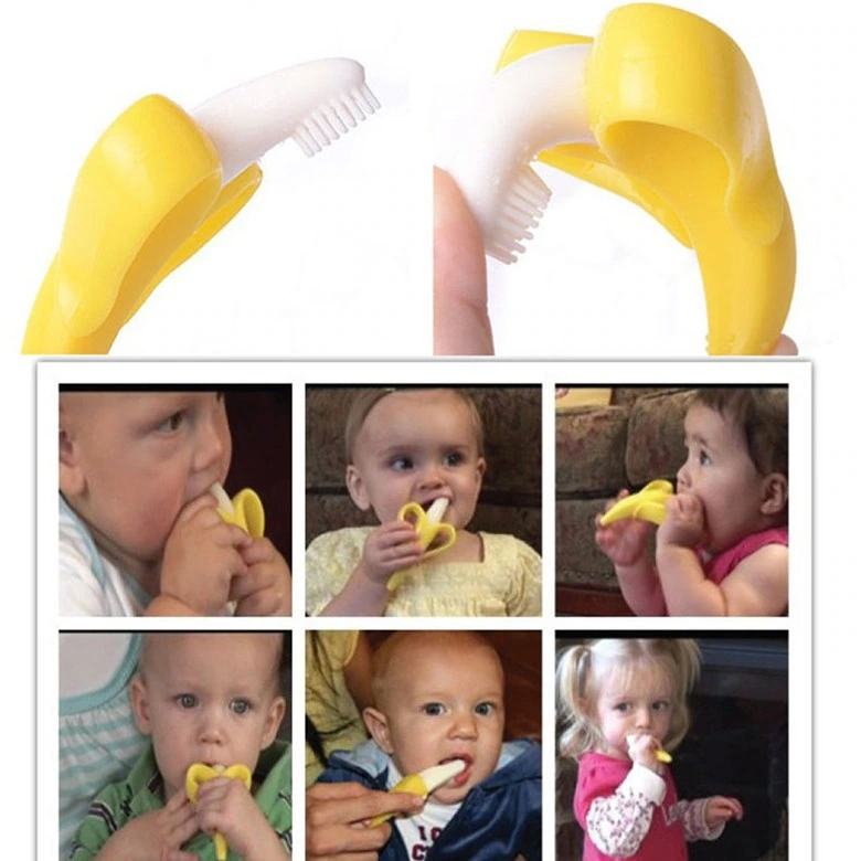 Banana-shaped teether: characters and details: arrange large and small photos separately