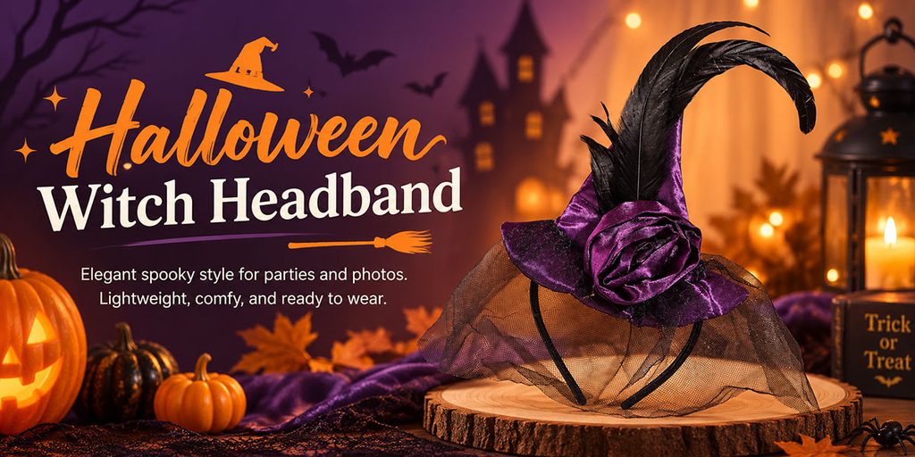 Shopee Home Halloween Product Poster Design-Halloween Witch Hairband: Let the product become the protagonist of the look