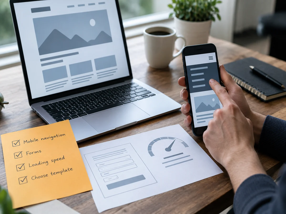 Check the navigation, form and loading experience of the website template using mobile phones and computers